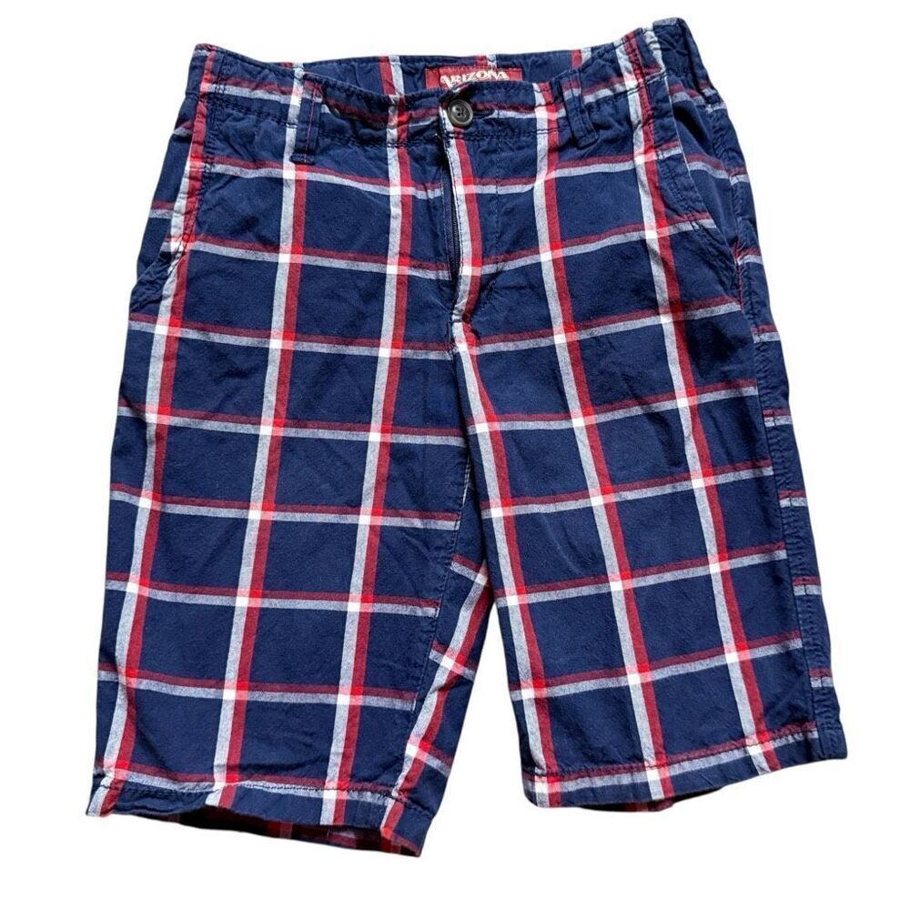 Youth BoysโArizona Jeans Plaid Chino Shorts - Sz 10 Husky
